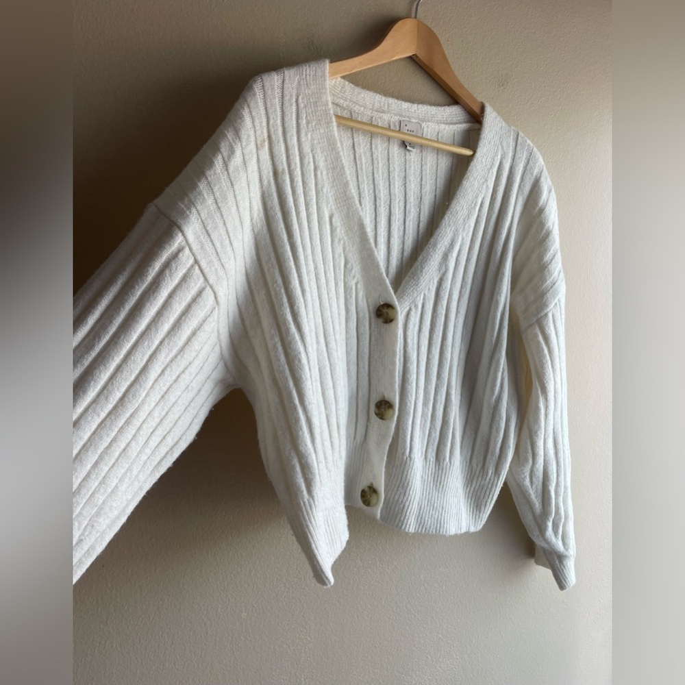 A New Day Women White Sweater Cardigan V Neck Size Small - Picture 5 of 10